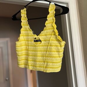 SHEIN Yellow and White Striped Tank Top